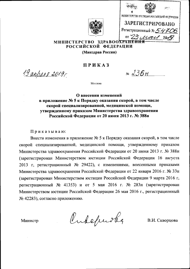 Приказ Министерства Здравоохранения Российской Федерации От 19.04.