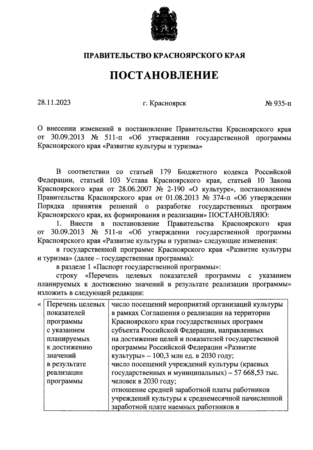 Постановление Правительства Красноярского края от 28.11.2023 № 935-п ∙  Официальное опубликование правовых актов