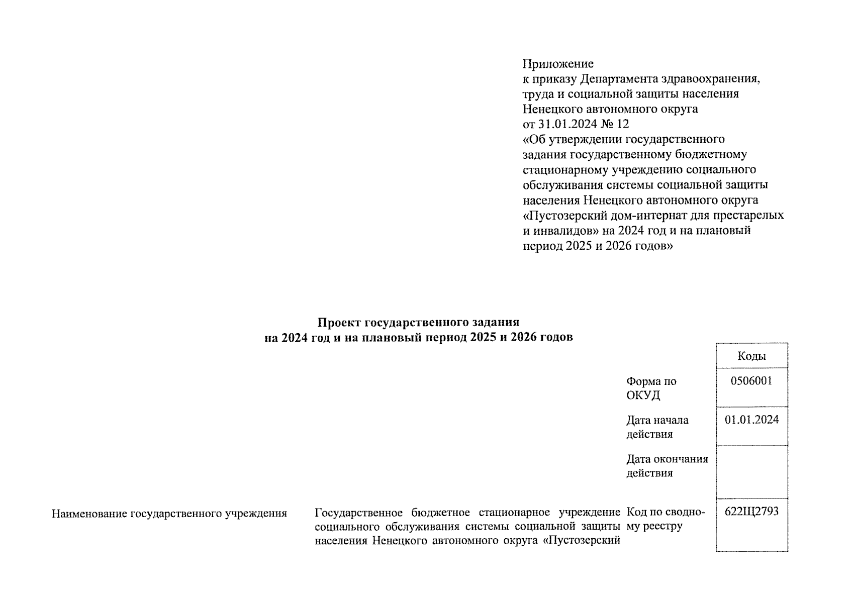 Приказ Департамента здравоохранения, труда и социальной защиты населения  Ненецкого автономного округа от 31.01.2024 № 12 ∙ Официальное опубликование  правовых актов