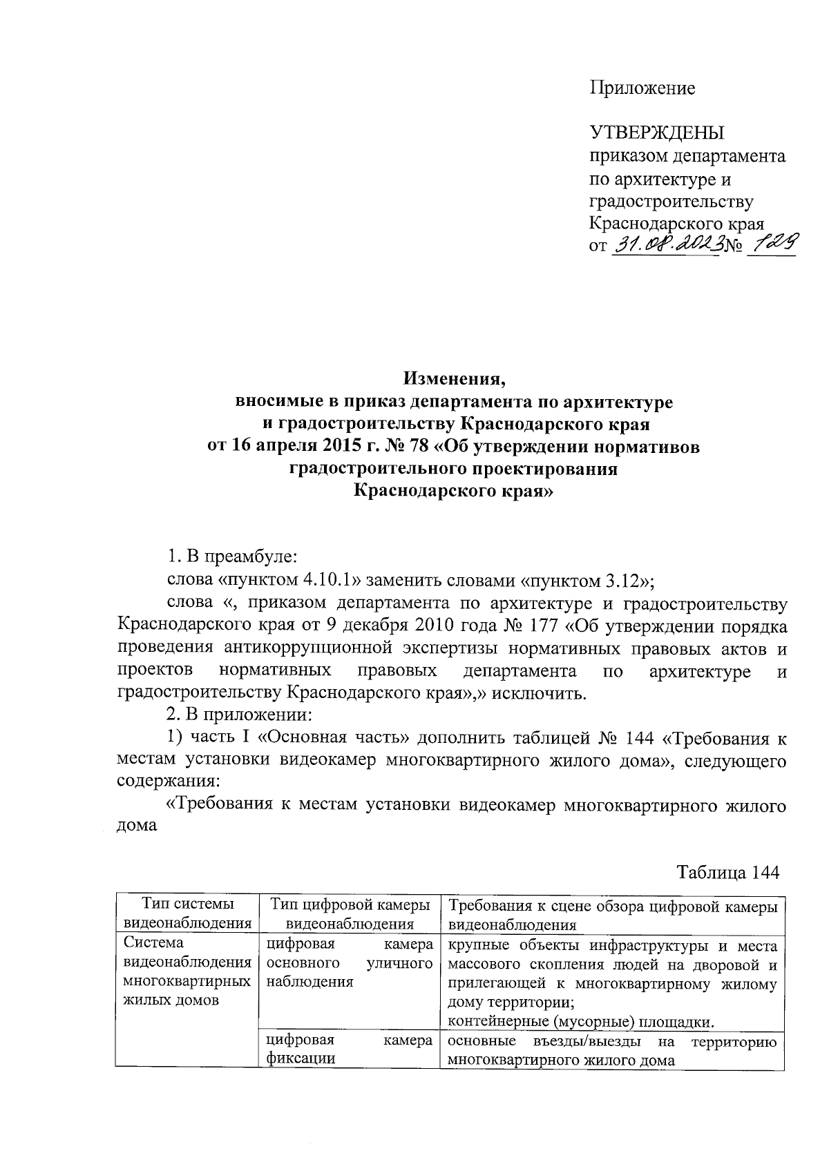 Приказ департамента по архитектуре и градостроительству Краснодарского края  от 31.08.2023 № 129 ∙ Официальное опубликование правовых актов