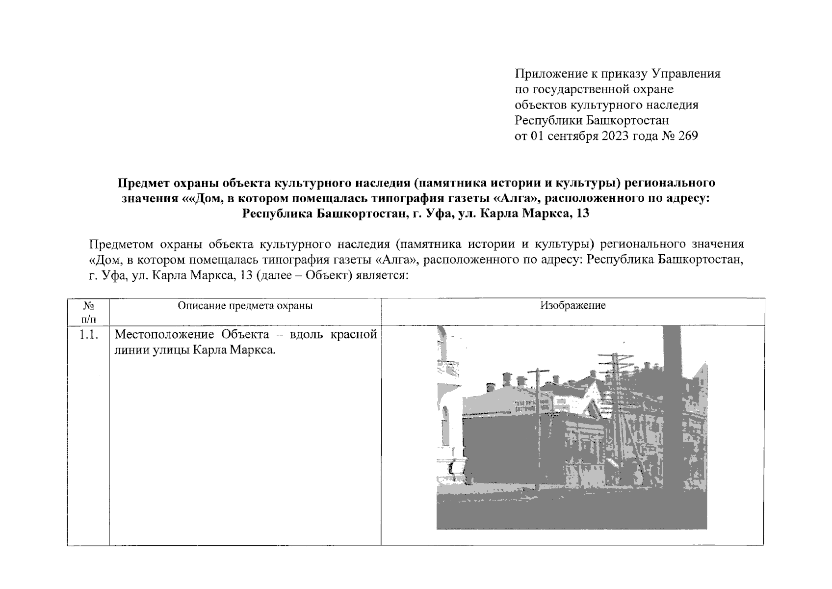 Приказ Управления по государственной охране объектов культурного наследия  Республики Башкортостан от 01.09.2023 № 269 ∙ Официальное опубликование  правовых актов