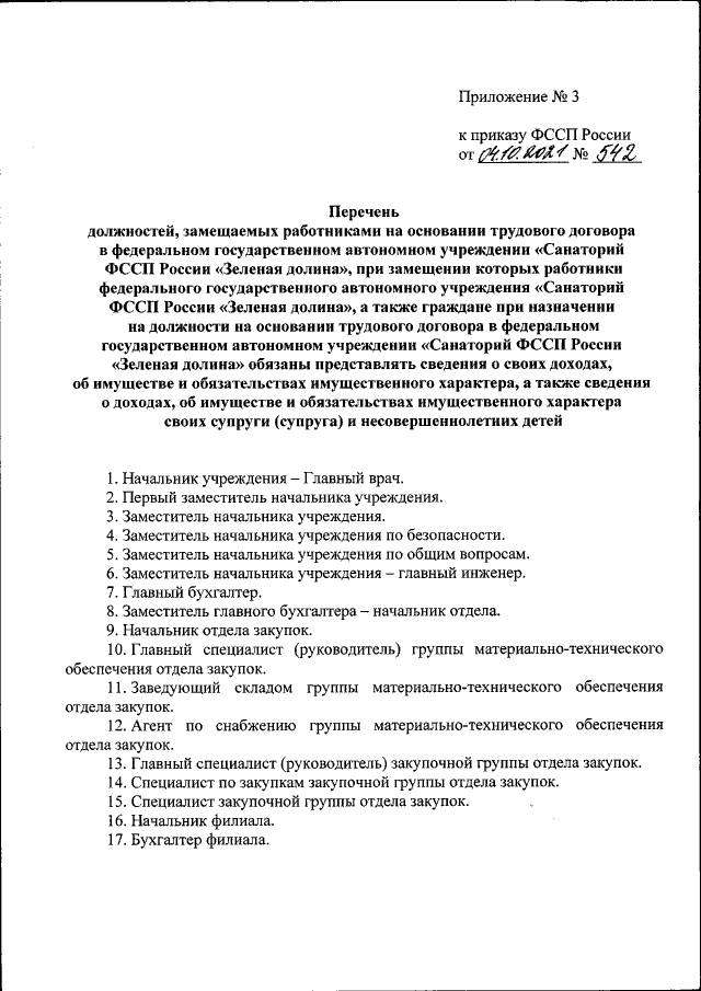 Приказ Федеральной Службы Судебных Приставов От 04.10.2021 № 542.