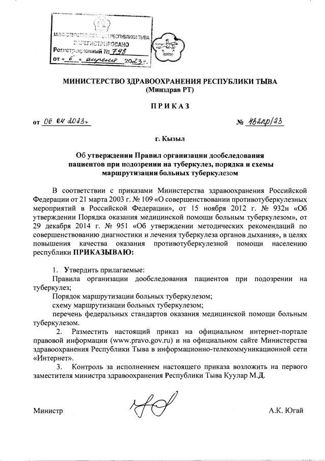 Приказ Министерства Здравоохранения Республики Тыва От 06.04.2023.