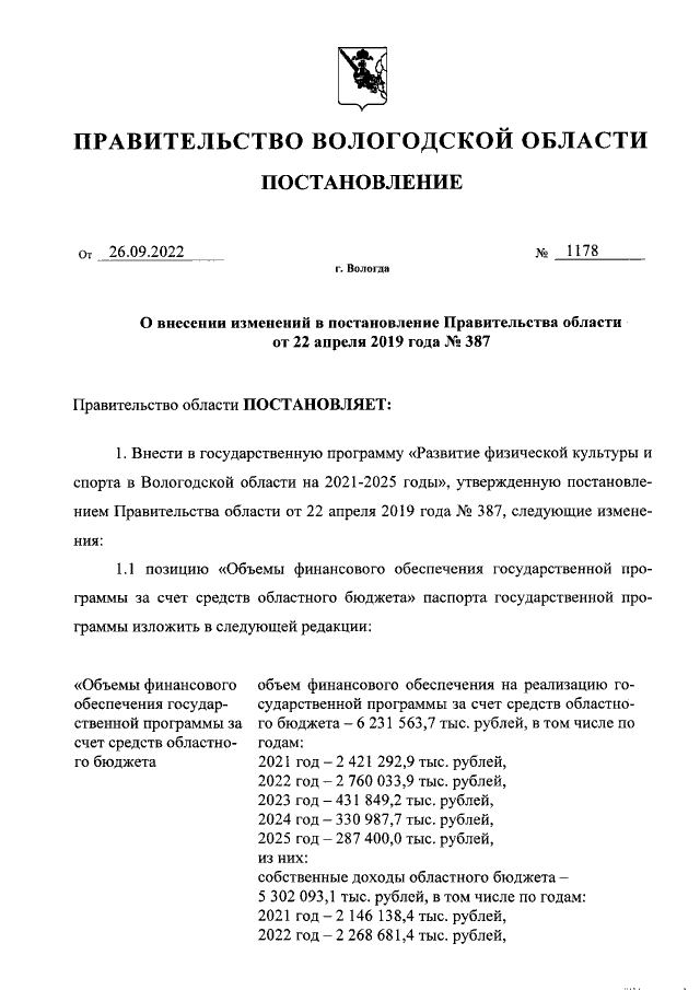 Постановление Правительства Вологодской области от 21.10.2019 № 964 ∙ Официально