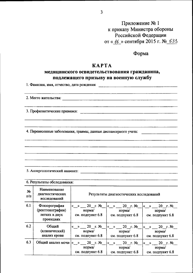 Карта медицинского освидетельствования гражданина пребывающего в запасе бланк